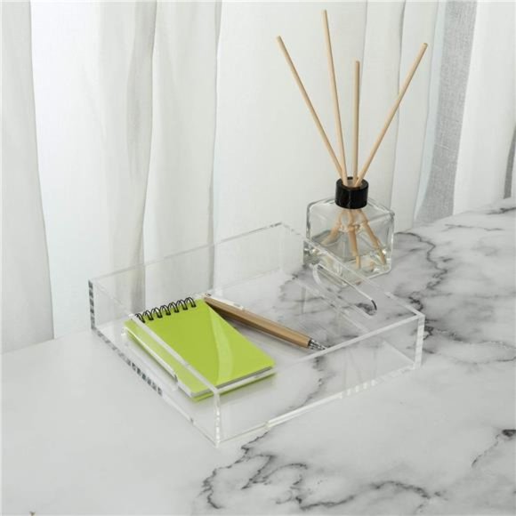 Clear Sturdy Acrylic Tray with Handles-8"x8"x2"H-Countertop Organizer Tray - Picture 6 of 7